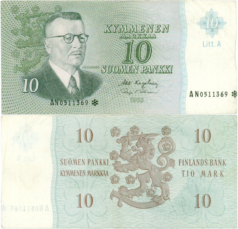 10 Markkaa 1963 Litt.A AN0511369*